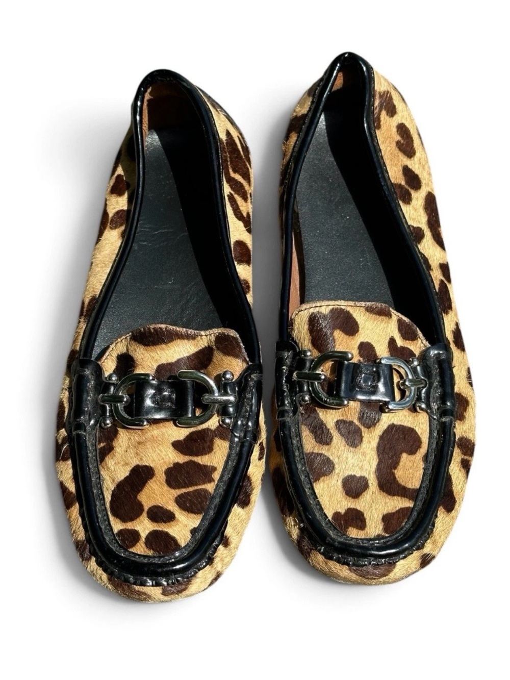 Donald J Pliner Women’s Pony Fur Leopard Flats Drivers Size 6-6.5 Ballet CLEAN